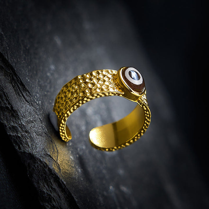 Anillo de la riqueza con cuentas Dzi de cobre y latón y Buddha Stones - image 3