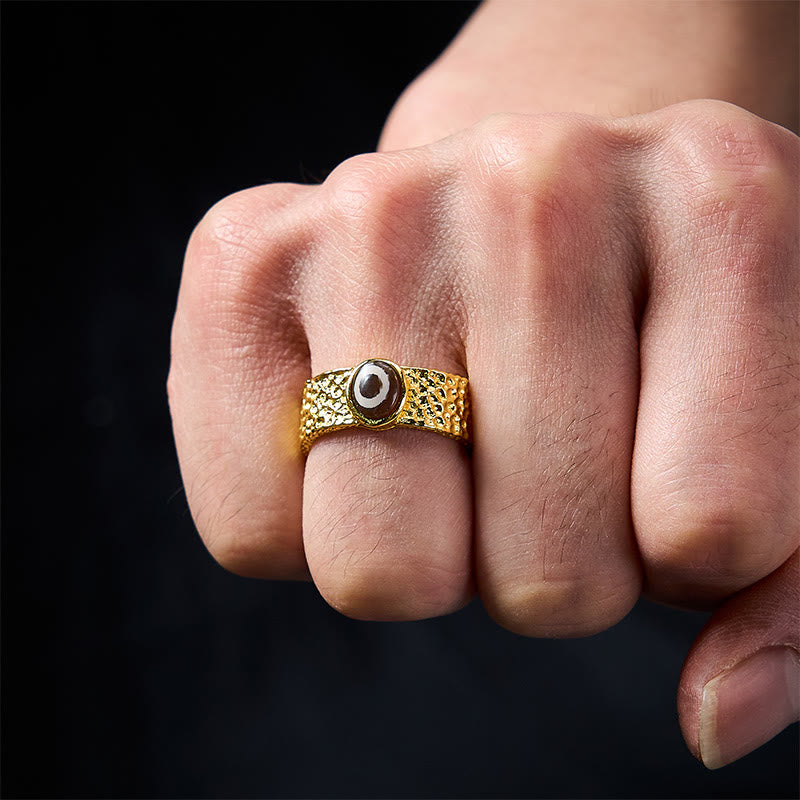 Anillo de la riqueza con cuentas Dzi de cobre y latón y Buddha Stones - image 4