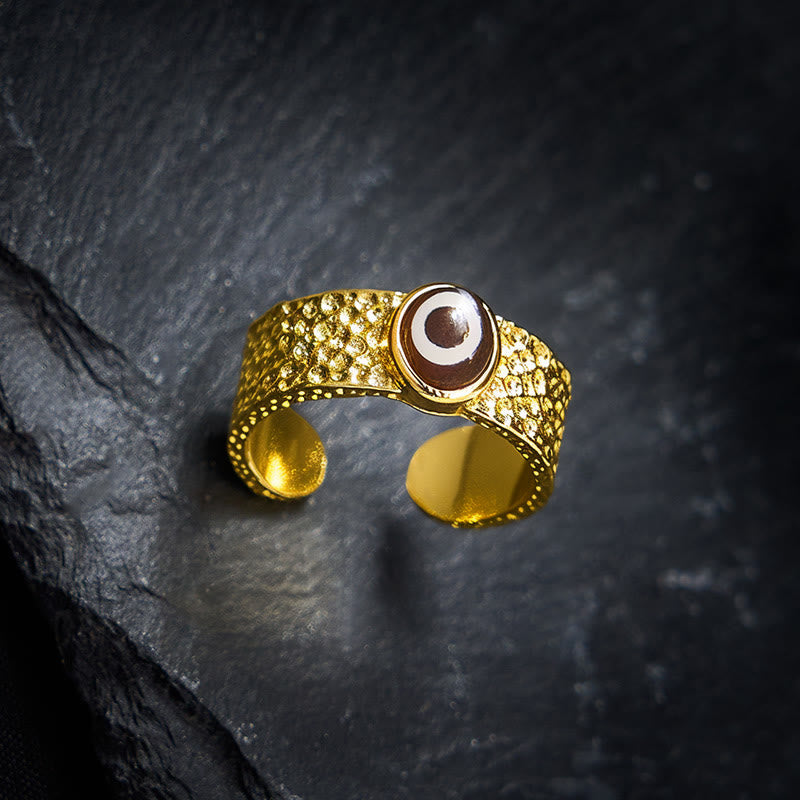 Anillo de la riqueza con cuentas Dzi de cobre y latón y Buddha Stones - image 2