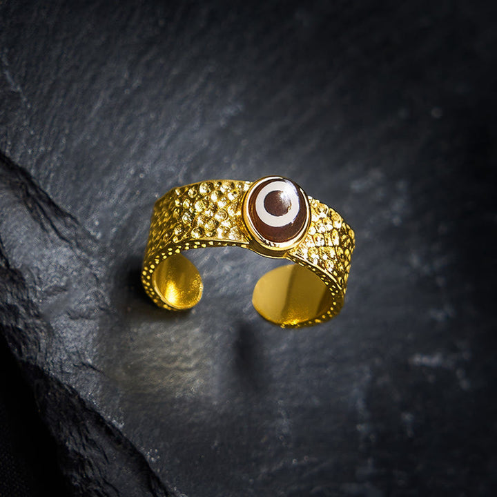 Anillo de la riqueza con cuentas Dzi de cobre y latón y Buddha Stones - image 2