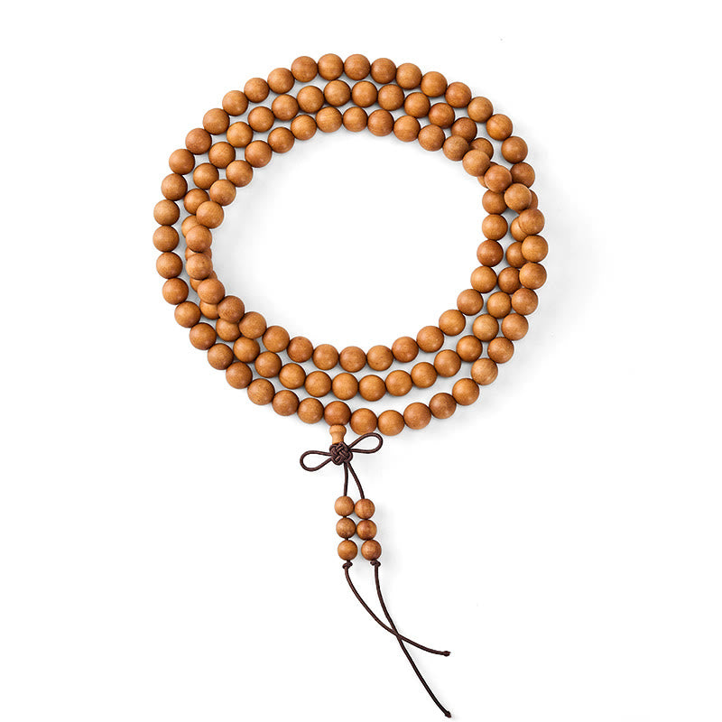 Buddha Stones Mala de cuentas redondas anudadas de sándalo rojo para meditación y bendición - image 18