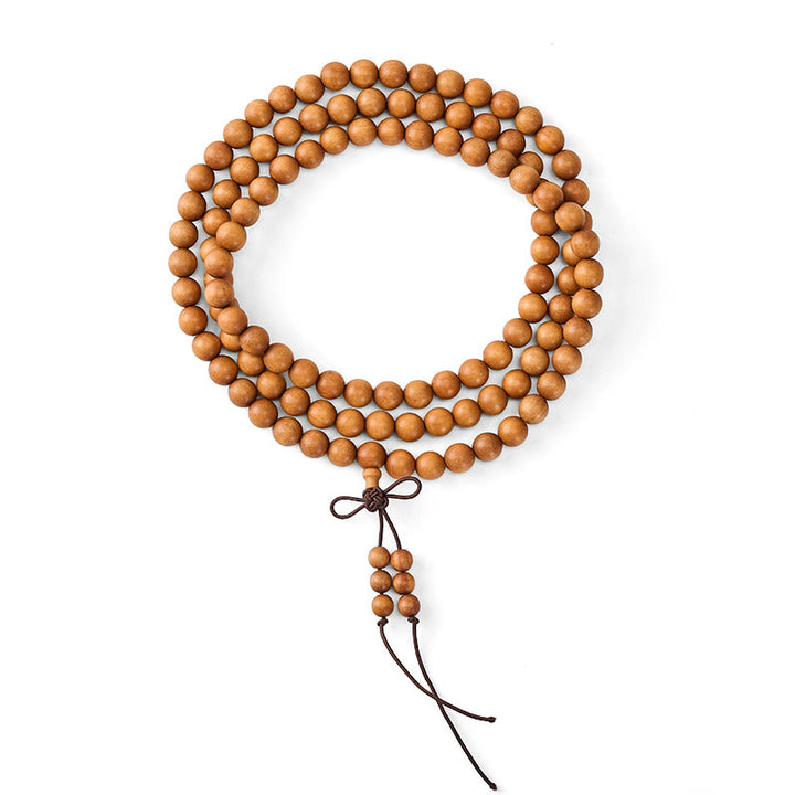 Buddha Stones Mala de cuentas redondas anudadas de sándalo rojo para meditación y bendición - image 18