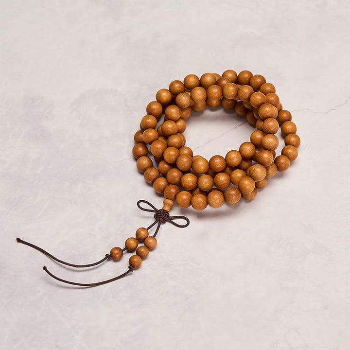 Buddha Stones Mala de cuentas redondas anudadas de sándalo rojo para meditación y bendición - image 4