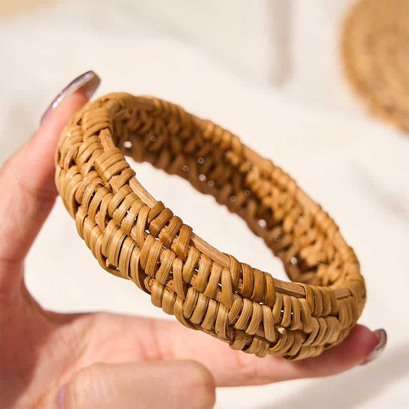 Buddha Stones Pulsera ancha de ratán tejida a mano estilo bohemio para resort - image 8