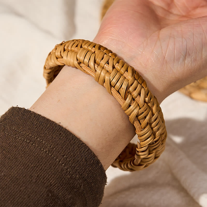 Buddha Stones Pulsera ancha de ratán tejida a mano estilo bohemio para resort - image 10