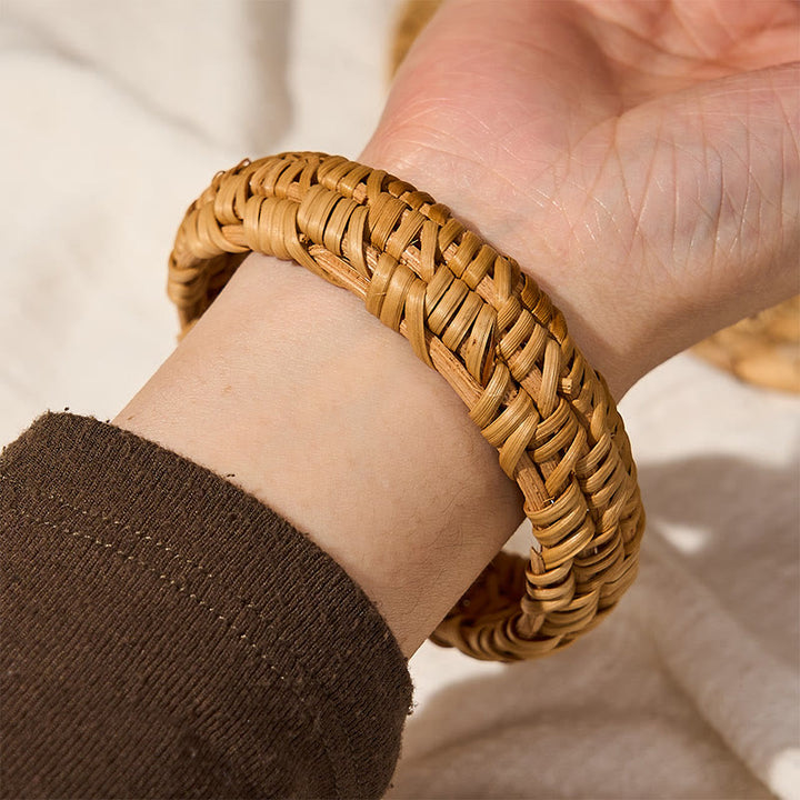 Buddha Stones Pulsera ancha de ratán tejida a mano estilo bohemio para resort - image 10