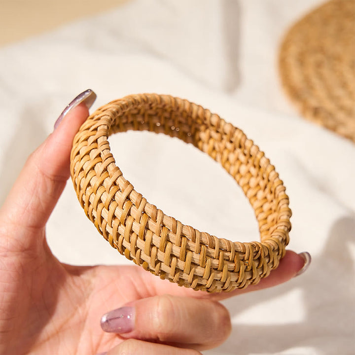 Buddha Stones Pulsera ancha de ratán tejida a mano estilo bohemio para resort - image 9