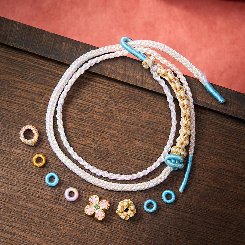 Buddha Stones Pulsera de doble capa con nudos de flor de durazno tejida a mano - image 18