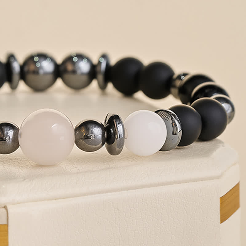 Buddha Stones Pulsera de soporte con cuentas negras de hematita - image 5