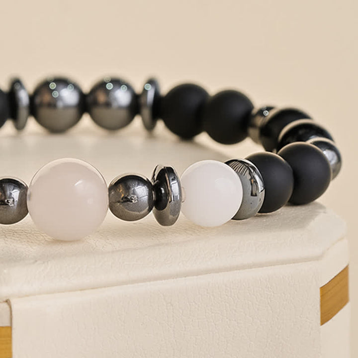 Buddha Stones Pulsera de soporte con cuentas negras de hematita - image 5