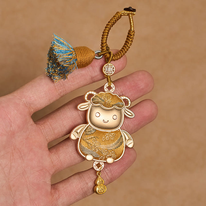 Buddha Stones Llavero de la suerte con borla del zodíaco chino hecha a mano de Song Brocade - image 16