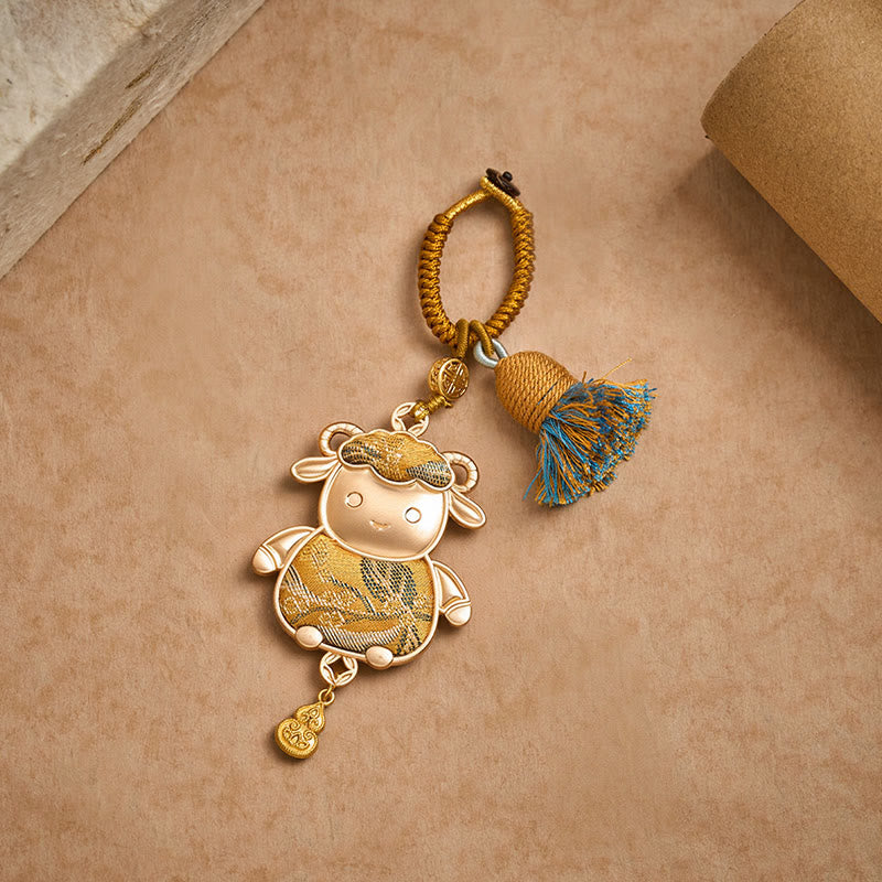 Buddha Stones Llavero de la suerte con borla del zodíaco chino hecha a mano de Song Brocade - image 14