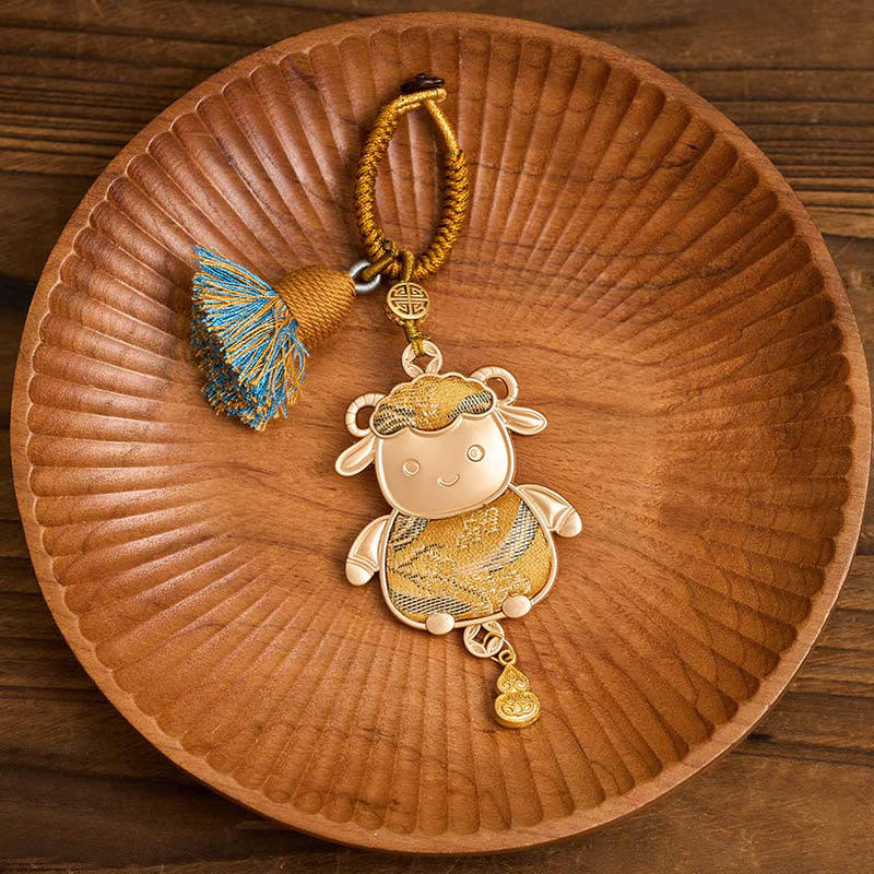 Buddha Stones Llavero de la suerte con borla del zodíaco chino hecha a mano de Song Brocade - image 11