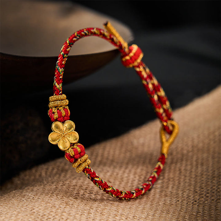 Buddha Stones Pulsera protectora tejida a mano con hilo rojo y diseño de flor de pez koi. - image 12