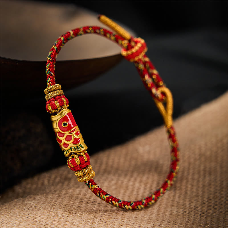 Buddha Stones Pulsera protectora tejida a mano con hilo rojo y diseño de flor de pez koi. - image 20