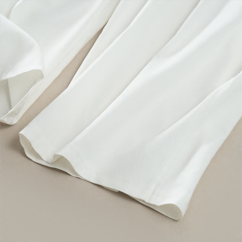 Buddha Stones Pantalones cortos lisos con volantes, cintura elástica y cordón ajustable, ideales para primavera y verano. Pantalones rectos con bolsillos para mujer. - image 17