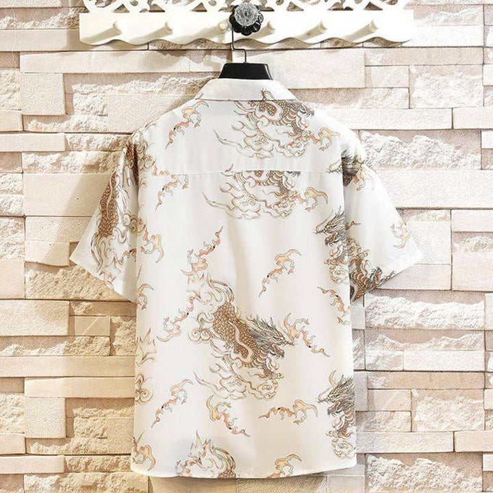 Buddha Stones Camisas de manga corta para hombre con botones y estampado de dragón veraniego - image 14