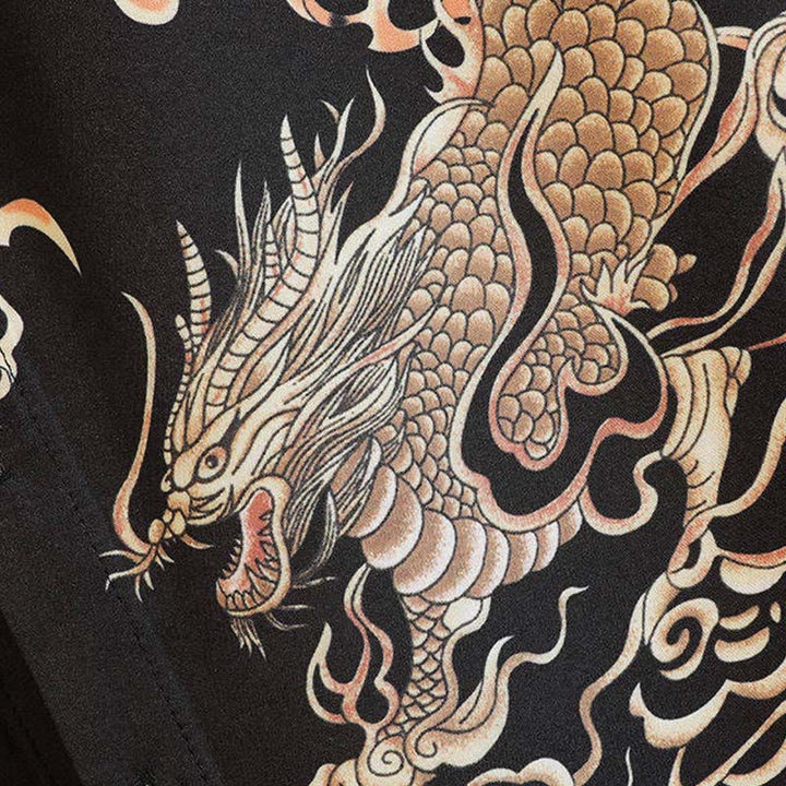 Buddha Stones Camisas de manga corta para hombre con botones y estampado de dragón veraniego - image 8