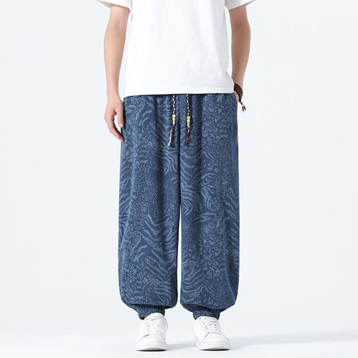 Buddha Stones Pantalones cortos de estilo bohemio con cordón ajustable y estampado de leopardo para hombre, ideales para primavera y verano. - image 1