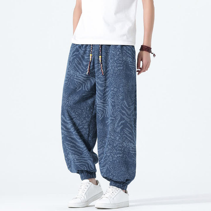 Buddha Stones Pantalones cortos de estilo bohemio con cordón ajustable y estampado de leopardo para hombre, ideales para primavera y verano. - image 2