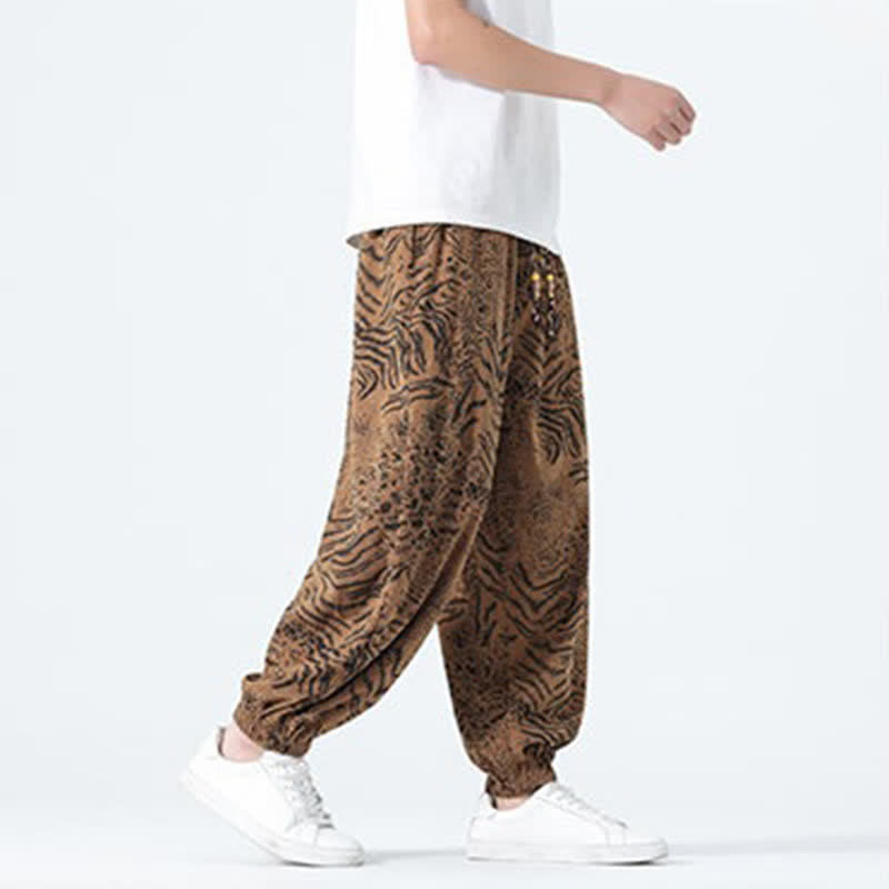 Buddha Stones Pantalones cortos de estilo bohemio con cordón ajustable y estampado de leopardo para hombre, ideales para primavera y verano. - image 18