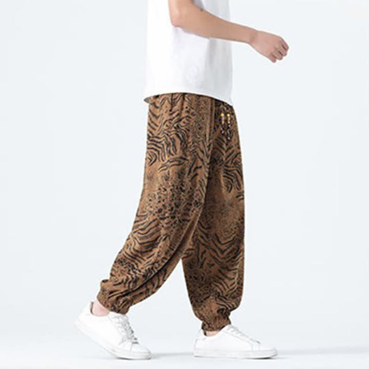Buddha Stones Pantalones cortos de estilo bohemio con cordón ajustable y estampado de leopardo para hombre, ideales para primavera y verano. - image 18