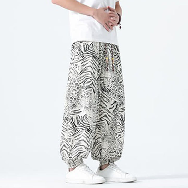 Buddha Stones Pantalones cortos de estilo bohemio con cordón ajustable y estampado de leopardo para hombre, ideales para primavera y verano. - image 26