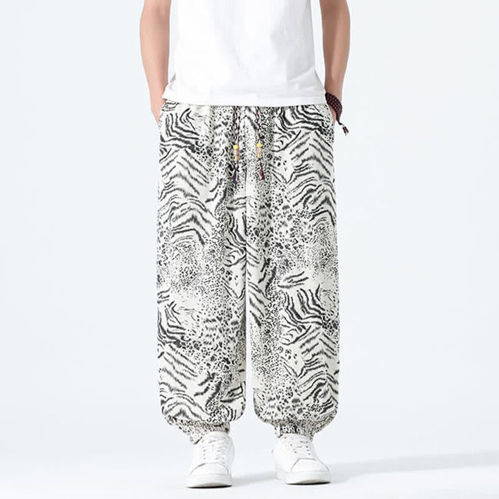 Buddha Stones Pantalones cortos de estilo bohemio con cordón ajustable y estampado de leopardo para hombre, ideales para primavera y verano. - image 30