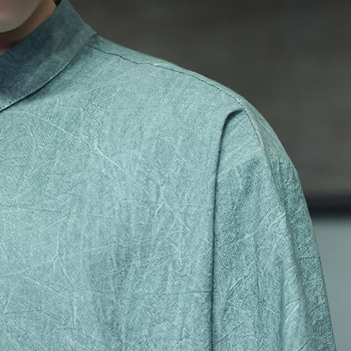 Buddha Stones Camisas de manga corta para hombre de estilo Summer Tang con tres botones de rana. - image 10