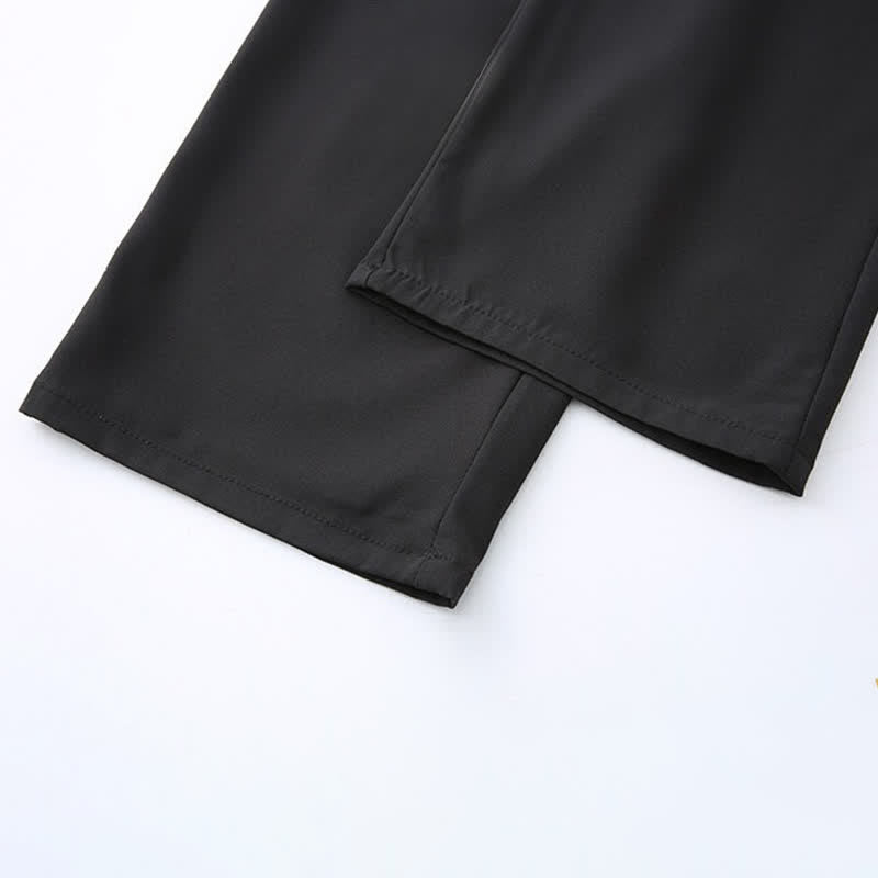 Buddha Stones Conjunto de 2 piezas: Camisa de manga corta estilo Tang informal con estampado de paisaje de montañas y pantalones rectos, ropa de meditación para hombre con bolsillos. - image 11