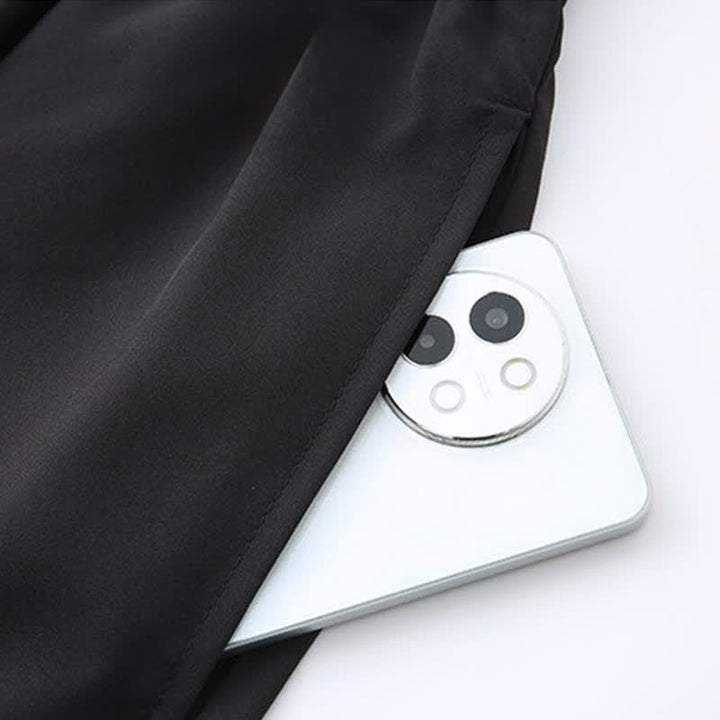 Buddha Stones Conjunto de 2 piezas: Camisa de manga corta estilo Tang informal con estampado de paisaje de montañas y pantalones rectos, ropa de meditación para hombre con bolsillos. - image 10
