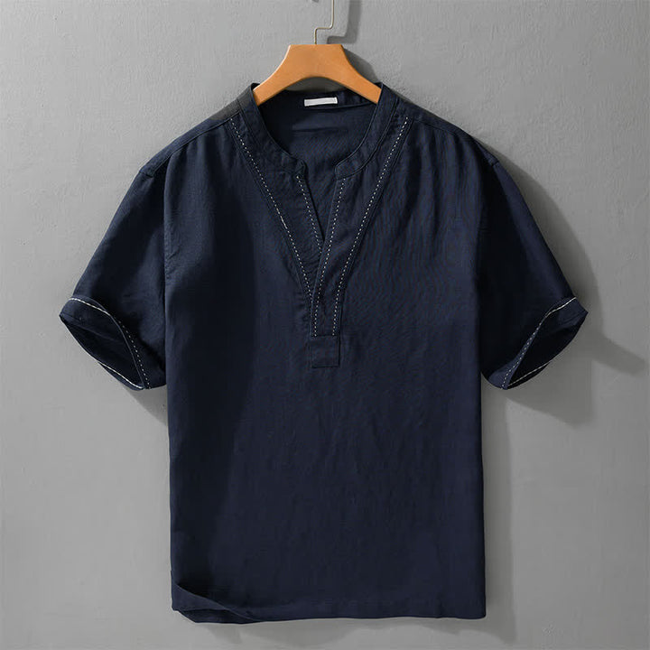 Buddha Stones Camisetas de manga corta para hombre, lisas, con cuello en V, estilo casual de verano. - Azul medianoche - US/UK/AU44，EU54 (3XL) - image 9