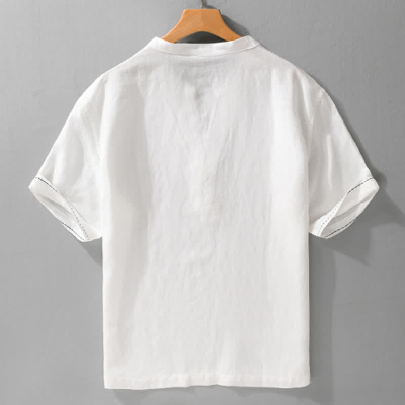 Buddha Stones Camisetas de manga corta para hombre, lisas, con cuello en V, estilo casual de verano. - image 14