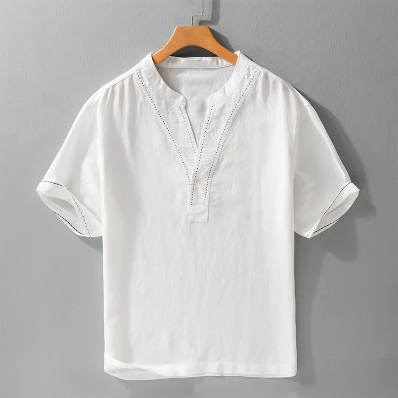 Buddha Stones Camisetas de manga corta para hombre, lisas, con cuello en V, estilo casual de verano. - Blanco - US/UK/AU44，EU54 (3XL) - image 13