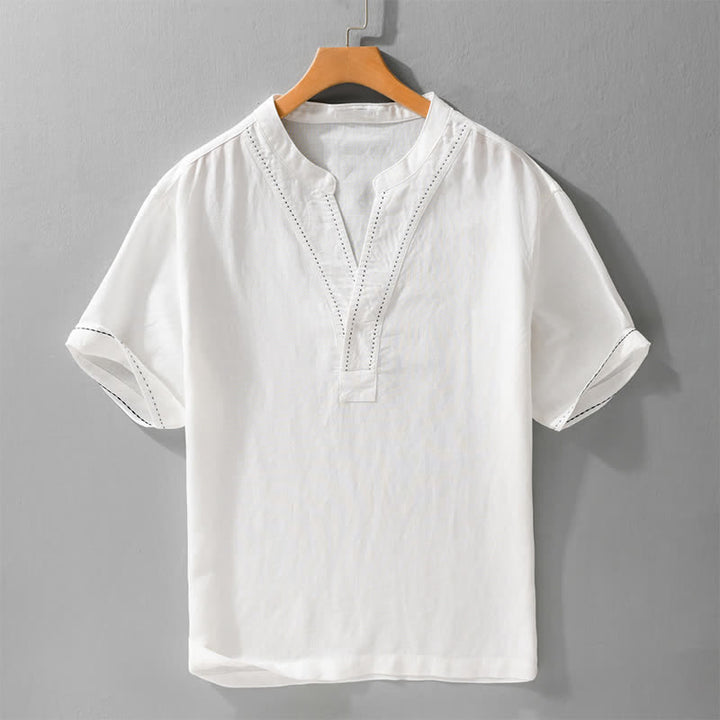 Buddha Stones Camisetas de manga corta para hombre, lisas, con cuello en V, estilo casual de verano. - Blanco - US/UK/AU44，EU54 (3XL) - image 13
