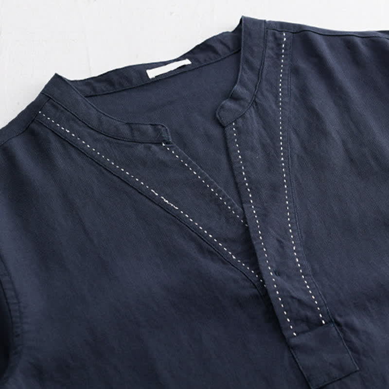 Buddha Stones Camisetas de manga corta para hombre, lisas, con cuello en V, estilo casual de verano. - image 10