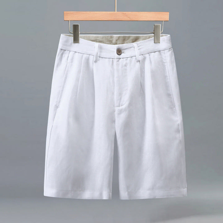 Buddha Stones Pantalones cortos de verano informales para hombre con diseño de botones y cremallera, pliegues frontales lisos y bolsillos. - Blanco - US/UK/AU46, UE 56 (3XL) - image 9