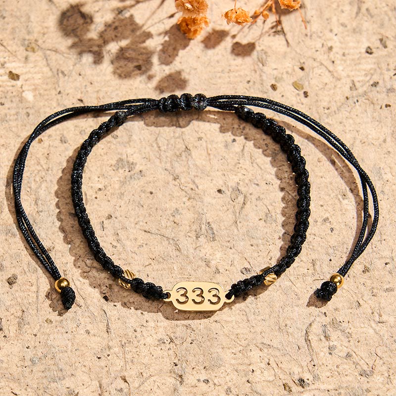 Buddha Stones Pulsera de conexión de hilo trenzado rojo y negro con números de ángel - image 15