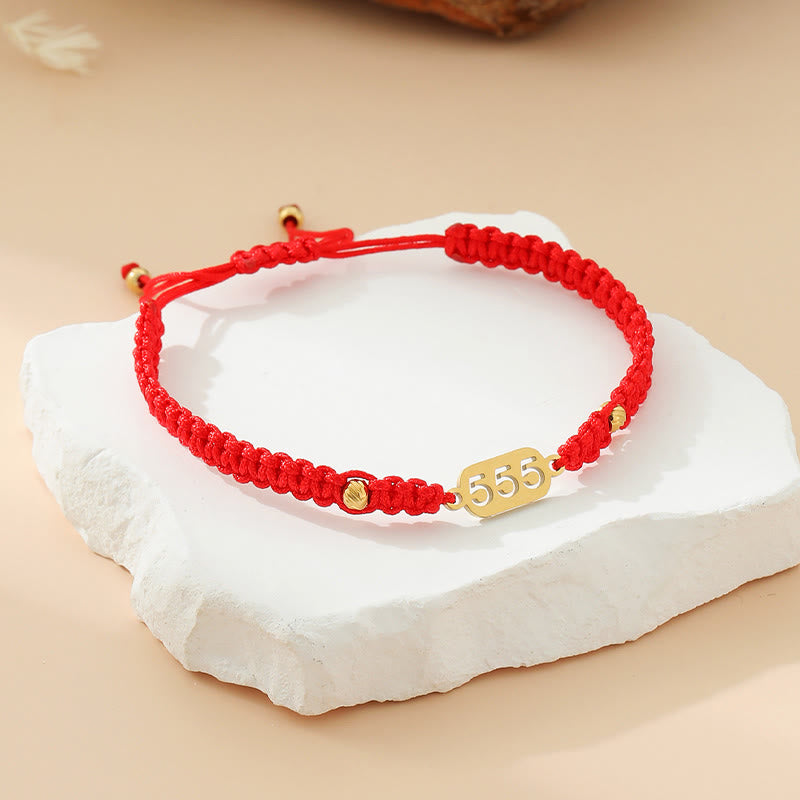 Buddha Stones Pulsera de conexión de hilo trenzado rojo y negro con números de ángel - 555 hilo rojo - image 25