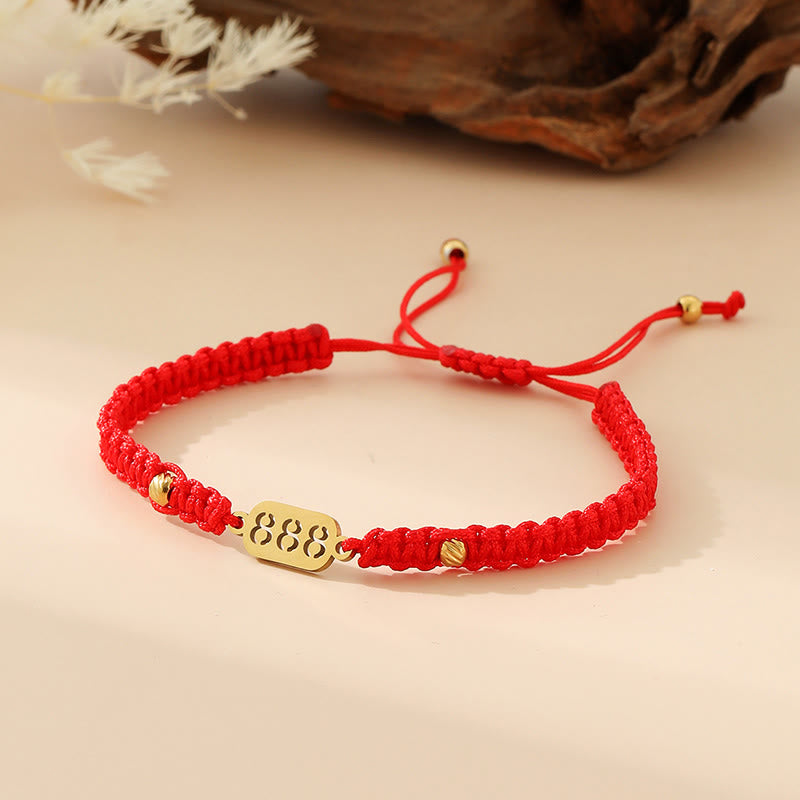 Buddha Stones Pulsera de conexión de hilo trenzado rojo y negro con números de ángel - 888 cuerda roja - image 34