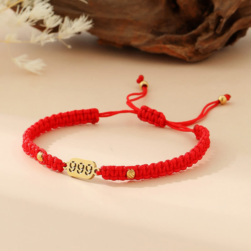 Buddha Stones Pulsera de conexión de hilo trenzado rojo y negro con números de ángel - 999 cuerda roja - image 38