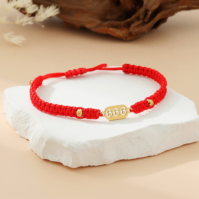 Buddha Stones Pulsera de conexión de hilo trenzado rojo y negro con números de ángel - 666 cuerda roja - image 28