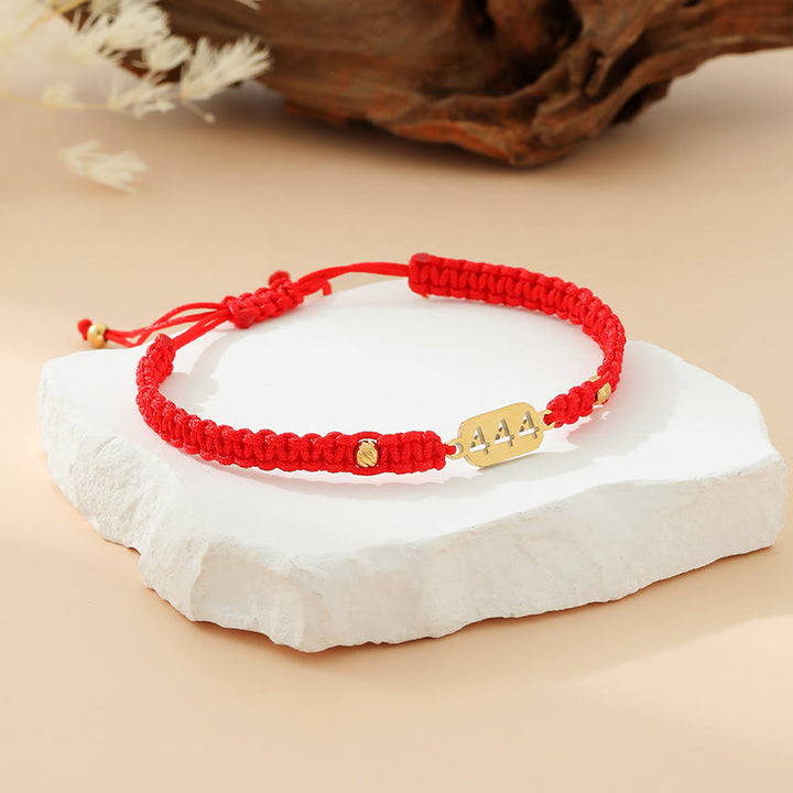 Buddha Stones Pulsera de conexión de hilo trenzado rojo y negro con números de ángel - 444 cuerda roja - image 22