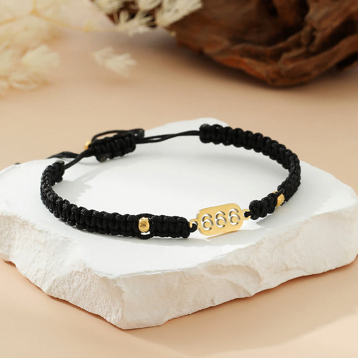 Buddha Stones Pulsera de conexión de hilo trenzado rojo y negro con números de ángel - 666 cuerda negra - image 29