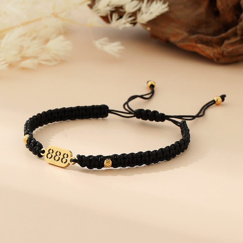 Buddha Stones Pulsera de conexión de hilo trenzado rojo y negro con números de ángel - 888 cuerda negra - image 35