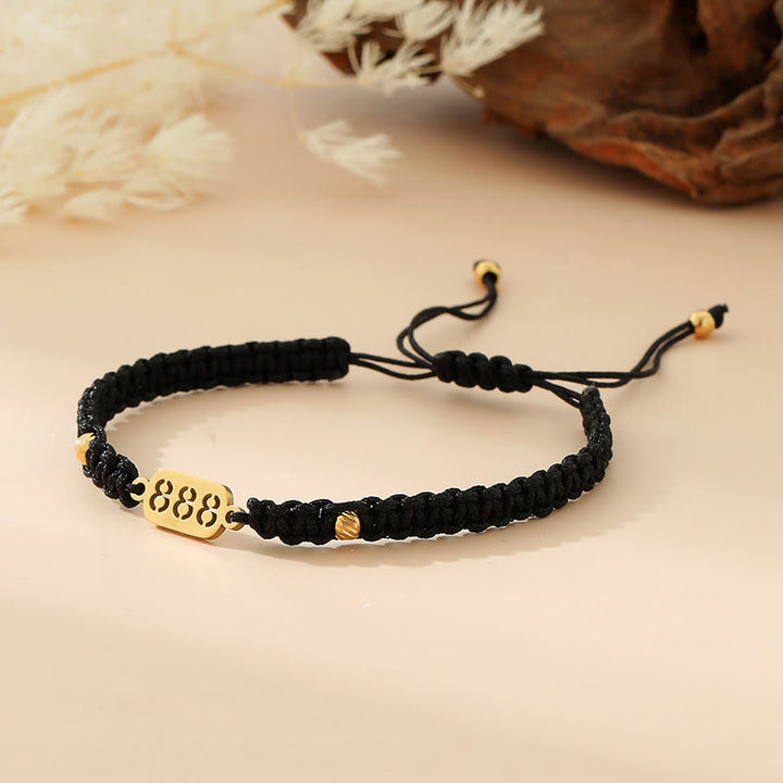 Buddha Stones Pulsera de conexión de hilo trenzado rojo y negro con números de ángel - 888 cuerda negra - image 35