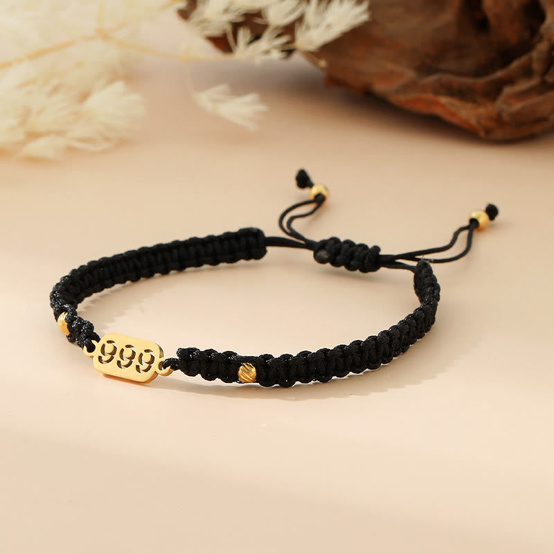 Buddha Stones Pulsera de conexión de hilo trenzado rojo y negro con números de ángel - 999 cuerda negra - image 39