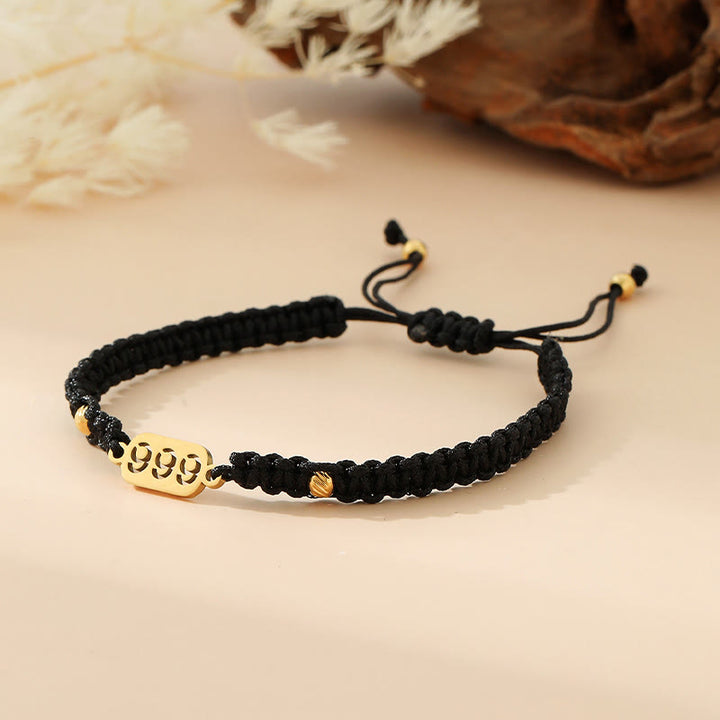 Buddha Stones Pulsera de conexión de hilo trenzado rojo y negro con números de ángel - 999 cuerda negra - image 39