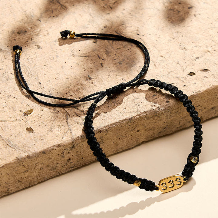Buddha Stones Pulsera de conexión de hilo trenzado rojo y negro con números de ángel - image 16