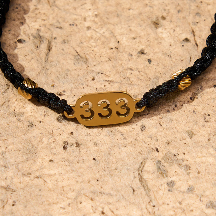 Buddha Stones Pulsera de conexión de hilo trenzado rojo y negro con números de ángel - image 18